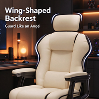 Chaise d'ordinateur, chaise de gaming, chaise de bureau, chaise de streaming en direct en cuir PU, ergonomique avec support lombaire et dossier inclinable réglable