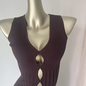 Robe de plage décontractée <span class=keywords><strong>en</strong></span> tricot côtelé pour femme, sexy, maxi, col <span class=keywords><strong>en</strong></span> V évidé, sans manches, coupe trapèze, cache-maillot de bain, pour les <span class=keywords><strong>vacances</strong></span> d'été - Product Image 3