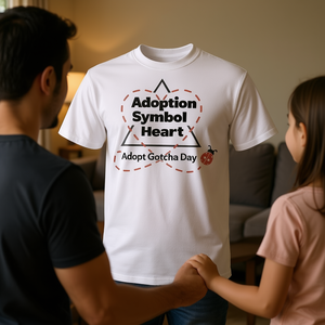 T-shirt avec symbole d'adoption, cœur, maman et papa adoptants, jour de l'adoption - Product Image 3