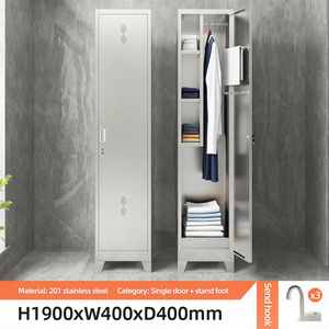 Gabinete de almacenamiento de limpiador de escoba de dormitorio moderno personalizado de acero inoxidable con 2 puertas para herramientas de limpieza - Product Image 4