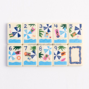 Miss Girly Out of the Office - Fichas de Mahjong Azules a Cuadros, Venta al por Mayor, Personalizadas, Mini, de Viaje, 160 Fichas, Acrílicas, de una Sola Capa - Product Image 3
