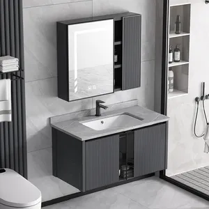 Mobili da bagno moderni di lusso americano mobili da bagno in oro bagno bagno di vanità OEM 13 rettangolo appartamento muro montato CN;GUA