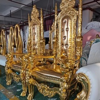 Chaise Trône Dorée « Reine de l'Amour », Mobilier Gothique, Chaise Trône de Mariage en Toile de Jute, Trônes de Mariage Économiques