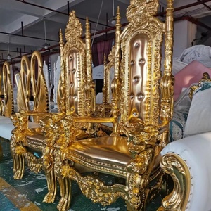 מלכת אהבת כיסא זהב כס ריהוט גותי כס כיסא חתונה יוטה זול כס המלך כיסאות לחתונה - Product Image 3