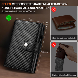 Portefeuille pour homme avec protection RFID, fin et pliable, en cuir microfibre, porte-cartes de crédit avec poche à monnaie zippée, capacité de 10 cartes - Product Image 3