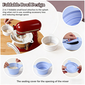 Insert pliable en silicone anti-affaissement pour bol de robot pâtissier, avec trous d'aération, protection anti-éclaboussures et bec verseur, qualité alimentaire - Product Image 3