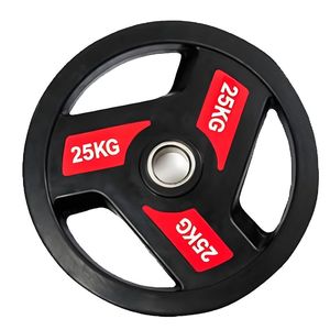 Disques de <span class=keywords><strong>musculation</strong></span> pour haltères, revêtement caoutchouc, <span class=keywords><strong>fonte</strong></span>, 3 trous, Tri Grip, pour entraînement de force et haltérophilie - Product Image 5