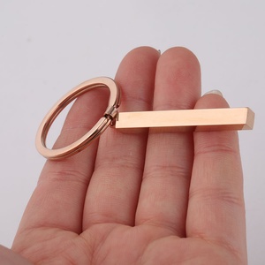 18K Gold PVD Plated Keychains Good Quality Blank bar Pendant Customized Cuboid Keychain Stainless Steel Pendant Jewelry - Product Image 3