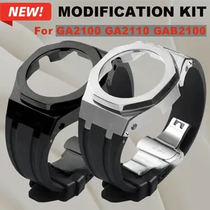 Kit de modification de luxe en acier inoxydable avec cadre de lunette en métal et bracelet en caoutchouc pour <span class=keywords><strong>Casio</strong></span> <span class=keywords><strong>G</strong></span>-<span class=keywords><strong>Shock</strong></span> GA2100/GA2110/GAB2100, accessoires et vis - Product Image 1