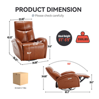 Fauteuil inclinable à moteur unique en cuir pleine fleur brun rougeâtre Power Leisure avec 270 °   Rotation et 30 °   Vente en gros de pierres