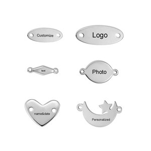 Customized Zinc Alloy Bright Silver Nickel Plated Engraved Brand Logo <strong>Metal</strong> Bag Label with Hole Design for Clothing - Product Image 1