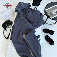 Nouvel arrivage : Ensemble de survêtement de luxe pour femme, marque de créateur, comprenant un sweat à capuche zippé et un pantalon de jogging large.