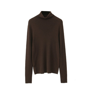 Runqi - Camiseta de Punto Fino para Mujer, Cuello Alto, Manga Larga, Suave, Talla Grande, Estilo Francés, Cuello Semi Alto - Product Image 2