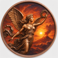Pièces de monnaie en cuivre à haute relief 5 oz .999 Cuivre pur Pièce ronde Déesse de la Victoire Ailée Impression UV colorée Pièces de monnaie en cuivre