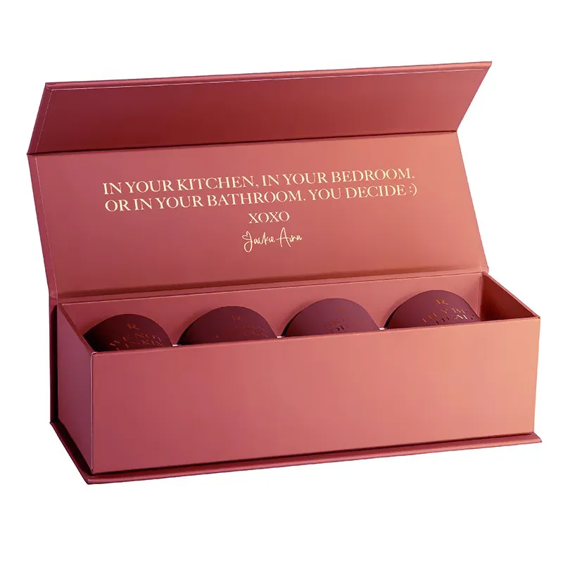 Caixa de embalagem magnética para 3 velas, conjunto de 4 velas perfumadas personalizadas de luxo, fornecimento chinês, caixa de presente