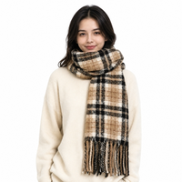 Écharpe rétro en polyester à carreaux pour l'automne/hiver, respirante, longue (200 cm), chaude, anti-froid, pour hommes et étudiants, châle polyvalent pour le cou