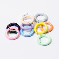 Anneau ouvert rond électroplaqué couleur UV 20mm/25mm avec fermoir à ressort, connecteur de porte-clés DIY, accessoires de bijouterie et artisanat
