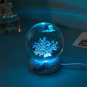 Lampe 3D boule de cristal dauphin veilleuse LED Table planète USB lampe mignonne décoration de maison cadeaux d'anniversaire pour enfants