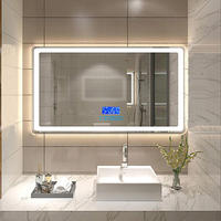 Miroir intelligent mural sans cadre moderne à LED anti-buée avec musique Bluetooth et éclairage intégré pour salons, gymnases, villas et salles de bain
