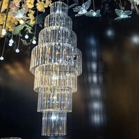 Lustre LED moderne de grande taille pour décoration intérieure de luxe, mariage, église, villa, escalier