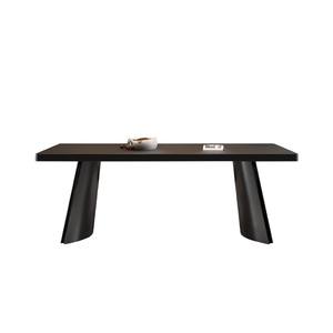 Juego de <span class=keywords><strong>Mesa</strong></span> y <span class=keywords><strong>Sillas</strong></span> de Comedor Rectangular Minimalista Italiano, Negro Puro, Losas de Roca Colgantes Engrosadas - Product Image 5
