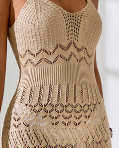 Nouvelle <span class=keywords><strong>robe</strong></span> d'été sexy à découpes, longue, ajustée, à franges, sans manches, en tricot, à col en V, à bretelles - Product Image 2