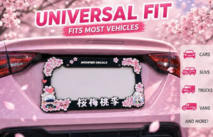Splendido Porta Targa Decorativo 3D con Fiori di Ciliegio Giapponesi (Sakura) e Pesco, Misura Standard USA 31*16cm - Product Image 3