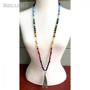 MN31873 Collar Mala <span class=keywords><strong>de</strong></span> 7 Chakras, Joyería <span class=keywords><strong>de</strong></span> Piedra <span class=keywords><strong>de</strong></span> Cuarzo <span class=keywords><strong>de</strong></span> Cristal Curativo para Yoga, Oración, 108 Cuentas Mala Hechas a Mano - Product Image 6