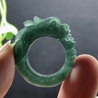 Cincin Jari Uniseks Tiga Dimensi Desain Naga Biru Jadeite Alami Hadiah Mewah dengan Sertifikat Penilaian