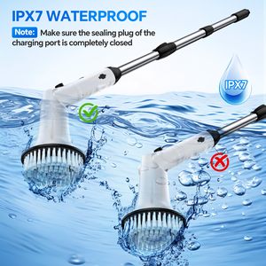 Electric Cordless <strong>Bathroom</strong> <strong>Cleaner</strong> Long Handle IPX7 Waterproof 5 Replaceable Brush Heads 2 Speeds for Floor <strong>Tile</strong> Tub Plastic - Product Image 6