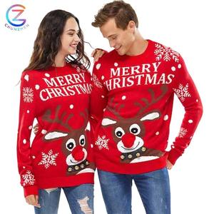 Custom Jacquard Knitted Pullover Matching Ugly Christmas Sweater Family Knitwear Woman <strong>Xmas</strong> <strong>Jumper</strong> For Couple - Product Image 1