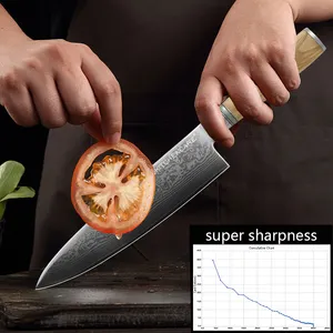 KITCHENCARE Wood Custom Knife VG10 Damascus Steel Kitchen Knife Messer Professional Forged Damascus Chef Knife