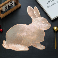 Sets de table en vinyle PVC métallisé en forme de lapin, résistants à la chaleur, écologiques, classiques, pour la décoration de table à manger