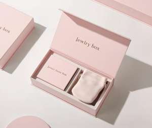 Индивидуальные розовые бутик магнитные ювелирные изделия и губки косметические подарочные коробки персонализированные логотипы для серьги кольца браслеты - Product Image 1