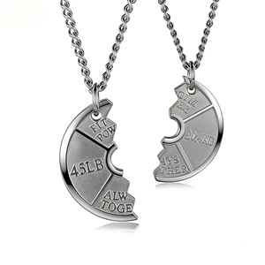 Unisex fitness barbell <b>necklace</b>, gender-neutral, suitable for fitness enthusiasts, <b>couple</b> pendant, gym souvenir gift. - Product Image 1