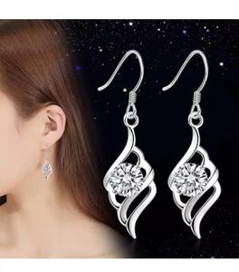 925 Sterling Silver Angel Zircon <b>Drop</b> <b>Earrings</b> for Women <b>Fashion</b> Jewelry with Stylish Pendientes Design - Product Image 4