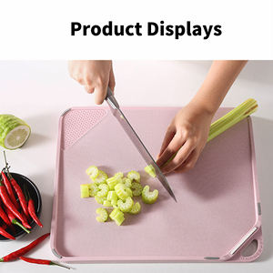 Tabla de cortar de doble cara PP de grado alimenticio de cocina sin BPA, bloque de cortar de paja de trigo no tóxico con ranura para jugo - Product Image 4