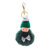 Porte-clés boule de fourrure pour bébés, porte-clés, pièces, mini boule de fourrure, pendentif en peluche, porte-clés, coloré, boule bouffante bleue, pour enfants, vente en gros