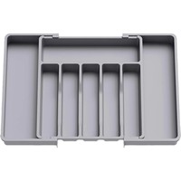 Organizador de cubiertos ajustable de plástico KZR, organizador de cajones de cocina expandible, divisor de cajones para cubiertos.