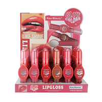 Maquillage Kiss Beauty: Rouge à Lèvres Brillant Multi-Éclat Hydratant Effet Laque Miroir, Couverture Facile avec Miroir Intégré