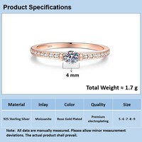 Bague pavée de pierres précieuses en argent sterling 925 avec moissanite, style minimaliste, pour anniversaire