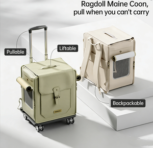 Sac de transport pour animaux de compagnie JXB tendance, poreux, durable, respirant, portable, transparent, à roulettes, pour les voyages d'animaux de compagnie - Product Image 4