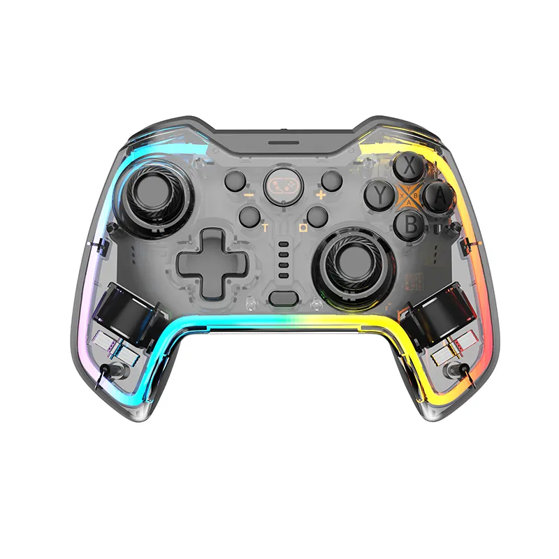 RGB şeffaf renkli ışık kablosuz Gamepad anahtarı/OLED 6 eksen Gyro oyun Joystick konsolu için Video oyunları