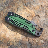 Couteau pliant multifonctionnel vert pour extérieur, pinces EDC, outil combiné de camping avec boucle de sécurité pour usage domestique et bricolage