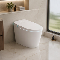 WC intelligent monobloc moderne avec chasse d'eau automatique par capteur, bidet intégré, télécommande, à poser au sol, en céramique