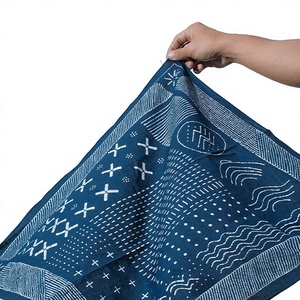 Écharpe bandana carrée en toile de coton 100% premium, teinte naturelle, faite à la main, style japonais Shibori, accessoire pour cheveux - Product Image 4