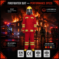 Sertifikat CE EN 469 Twill Shell 4 lapisan Nomex Fire Fighter pemadam kebakaran pemadam kebakaran pakaian pemadam kebakaran
