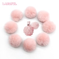 Vente en gros de pompons roses en fausse fourrure de 7cm pompons en fourrure de lapin pour porte-clés vêtements chaussures décorations