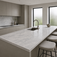 Frost White Mist Große Quarzplatte 15-30mm CE ISO Zertifiziert SGS Siliziumfreie Innenverwendung |   Hotel-Waschtischplatte für Gewerbeprojekte