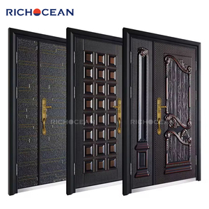 <span class=keywords><strong>Puerta</strong></span> Principal de <span class=keywords><strong>Entrada</strong></span> Exterior de Metal con Relieve, Personalizada por la Fábrica Richocean de Foshan, con Cerradura - Product Image 4